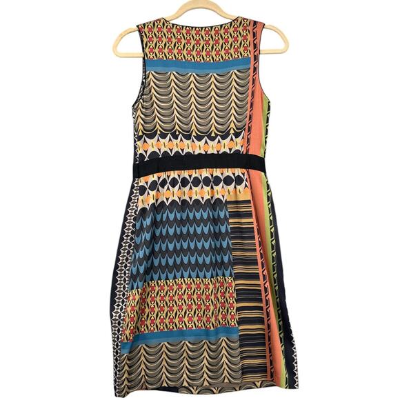 Classiques Entier Geometric Vibrant Print Knee-Length Sleeveless Silk Dress 0 - Picture 2 of 8
